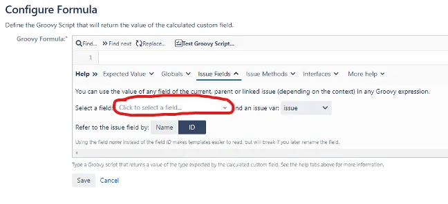 JMCF Custom Field selection