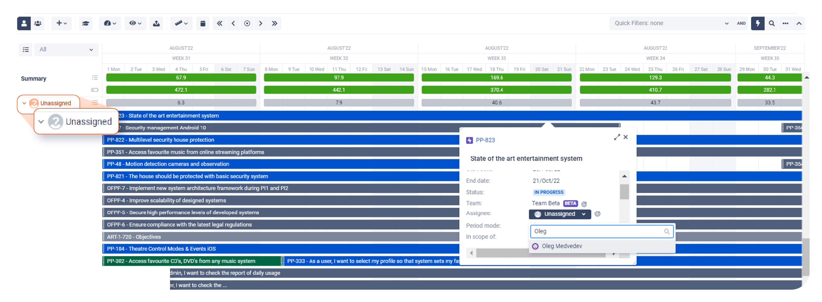 Inline task assignment in BigPicture.
