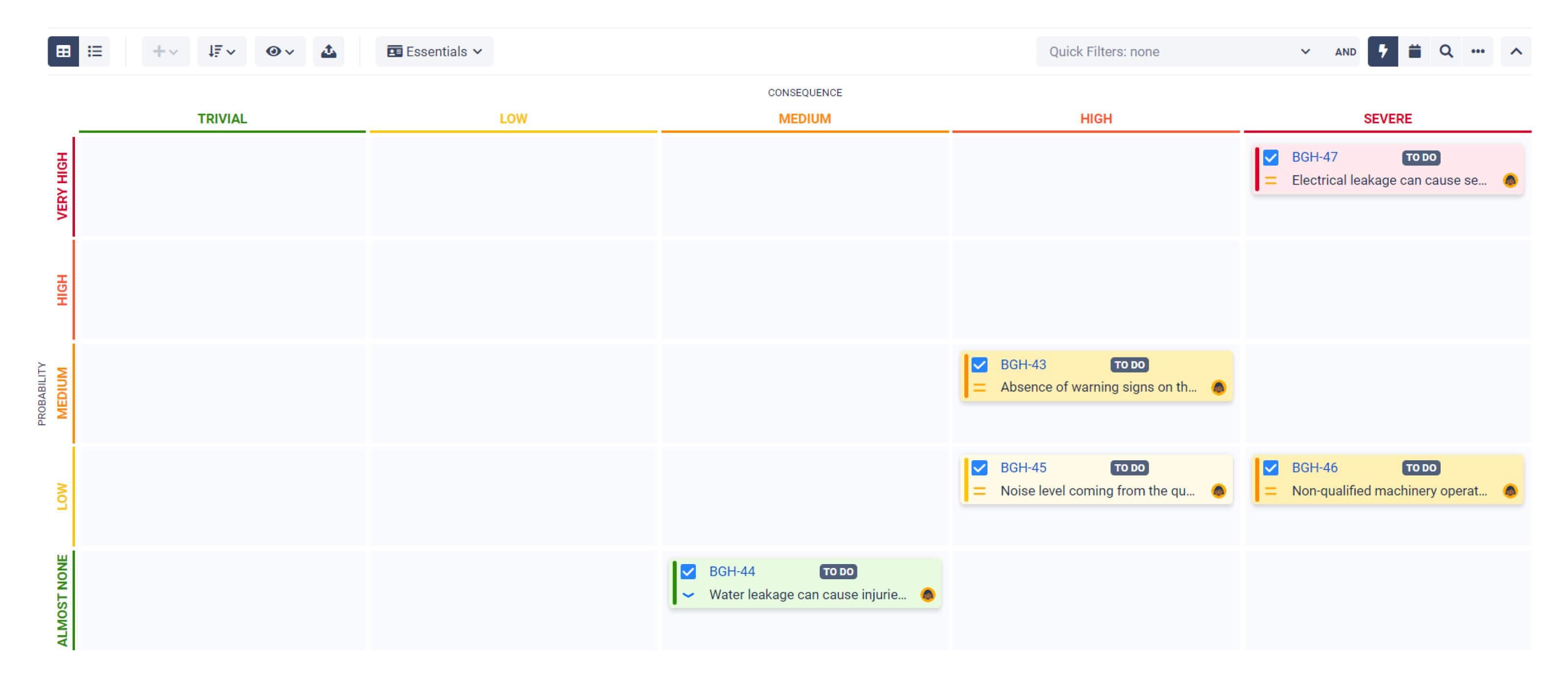 If you are a Jira user, you will feel at home. The BigPicture risk matrix resembles Jira Sprint Board.
