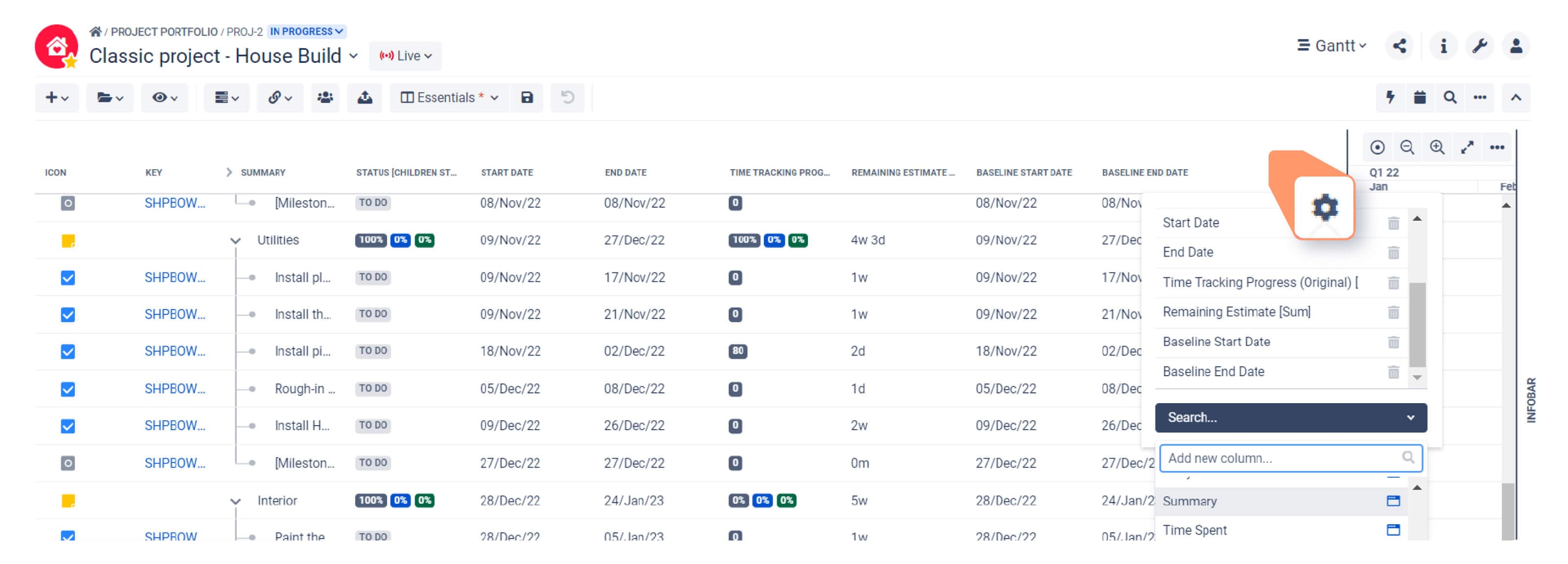 Click on the gear icon to add another column or delete the existing one. Each column has a wrench icon (not shown on the screen) that will let you set the aggregation method.
