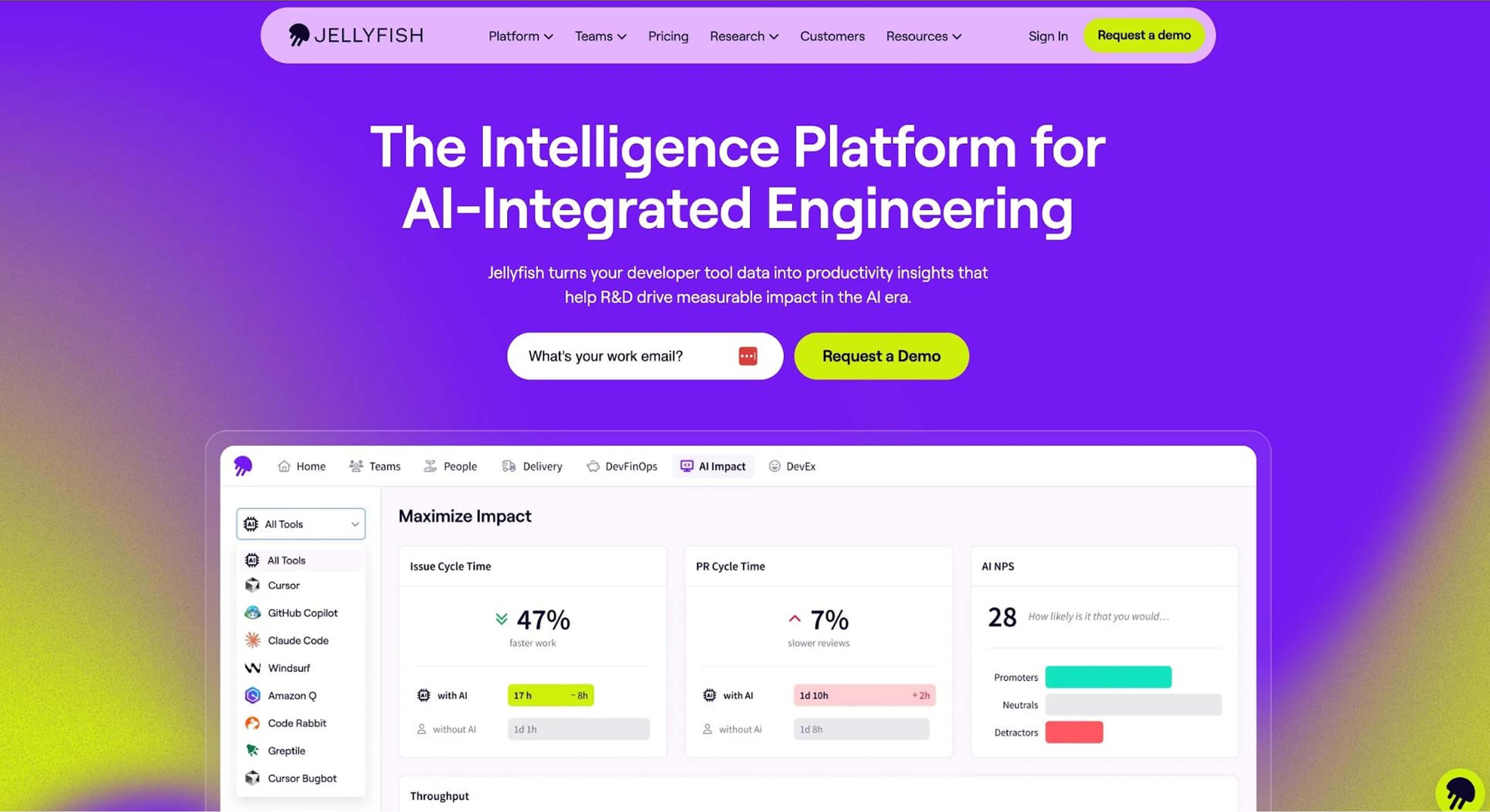 A screenshot of Jellyfish home page