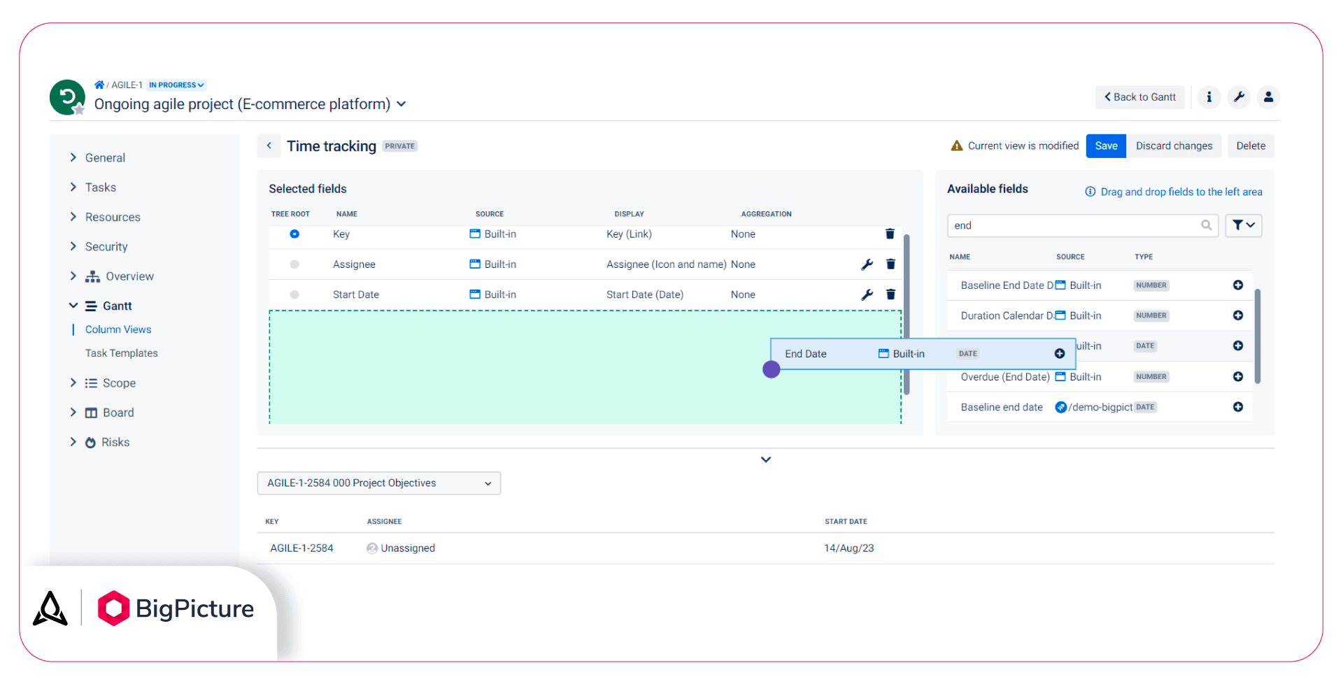 Drag and drop the columns representing the data you want to track. And then, aggregate them and arrange their order.