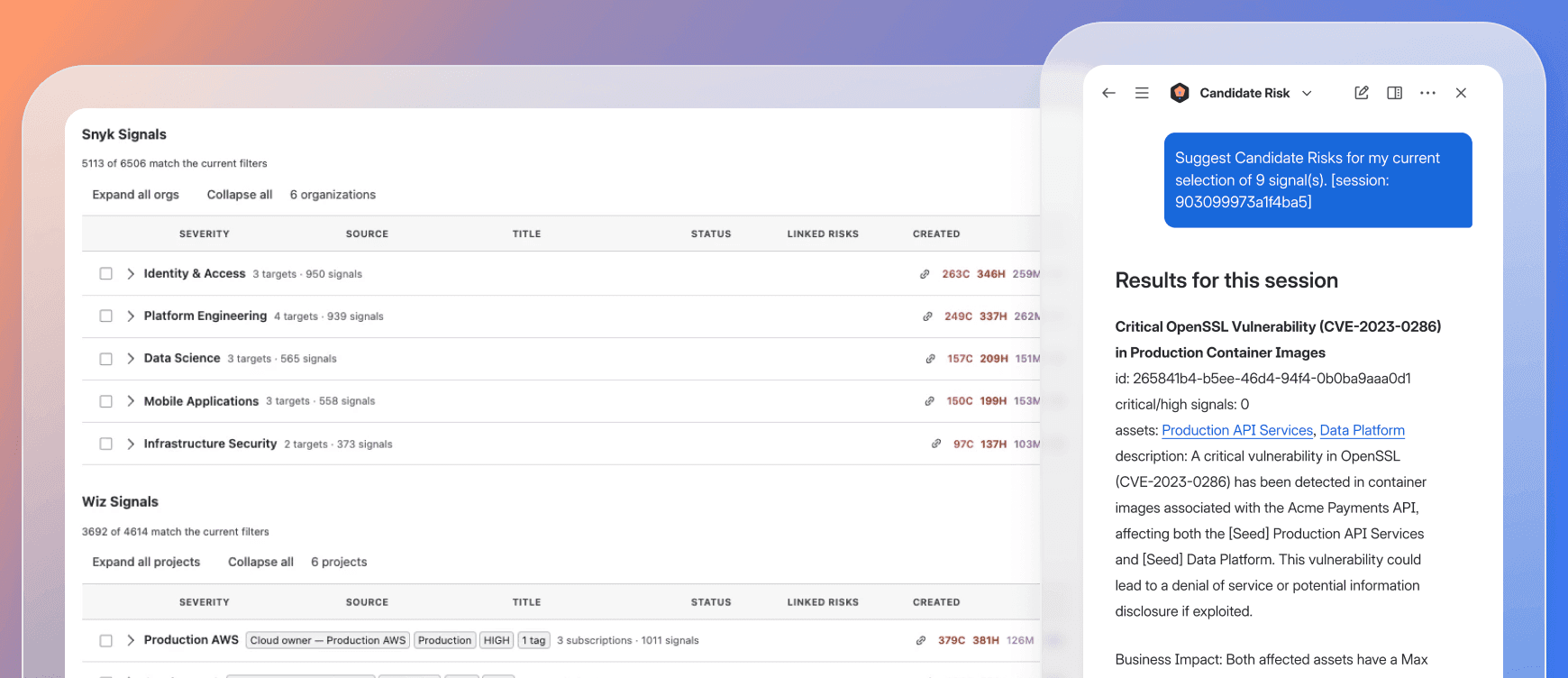 Connect risk, security, and compliance inputs in LiveRisk