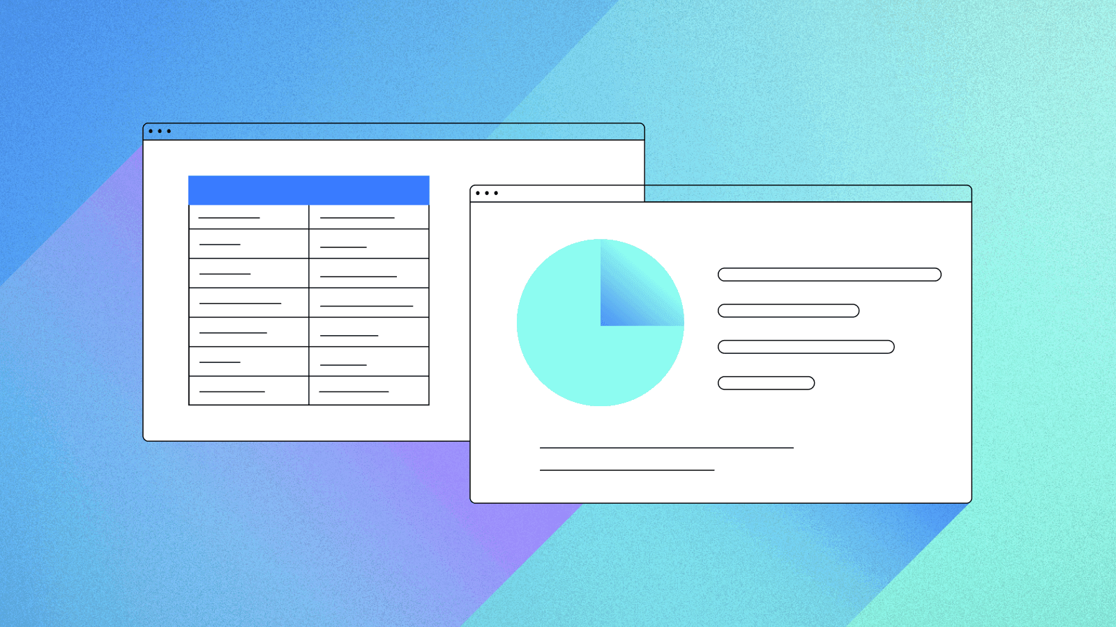 Abstract illustration showing two browser windows.