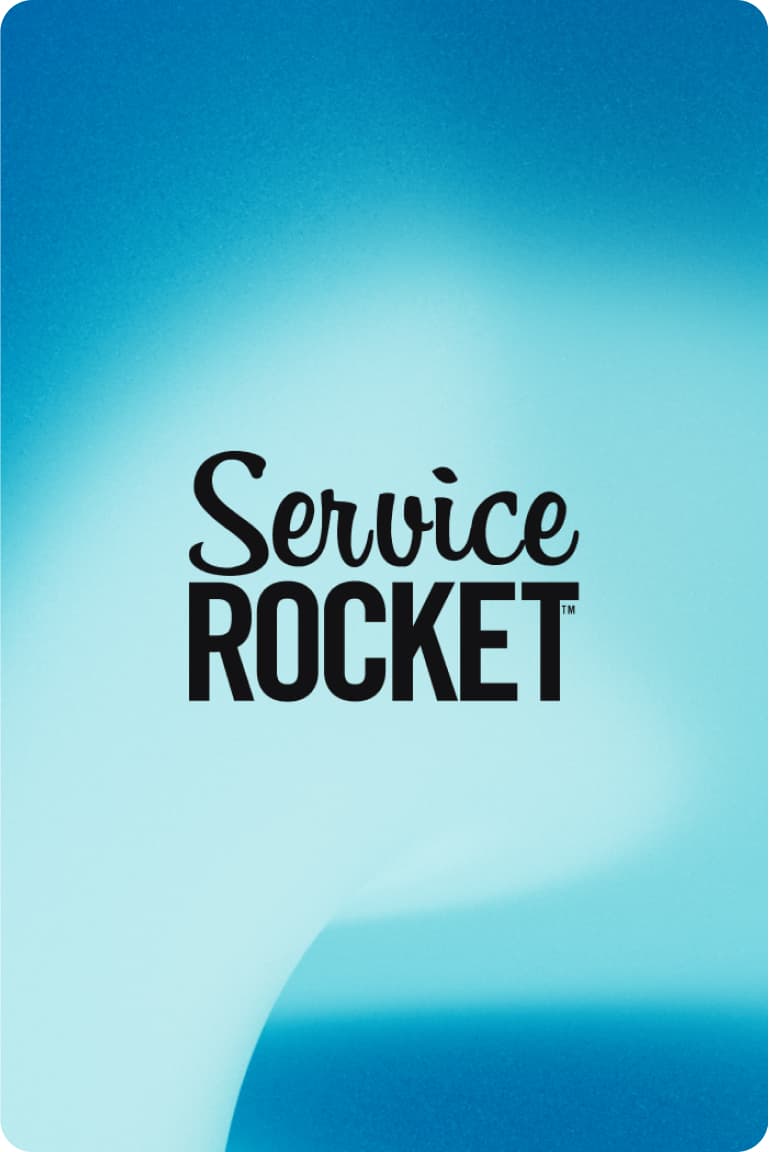 Service Rocket logo on a blue and white gradient background.