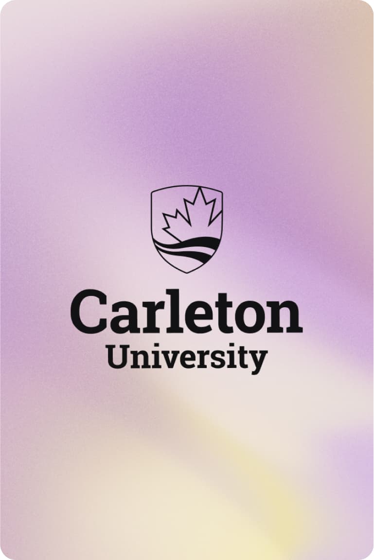 Carleston University logo on a purple and yellow gradient background.