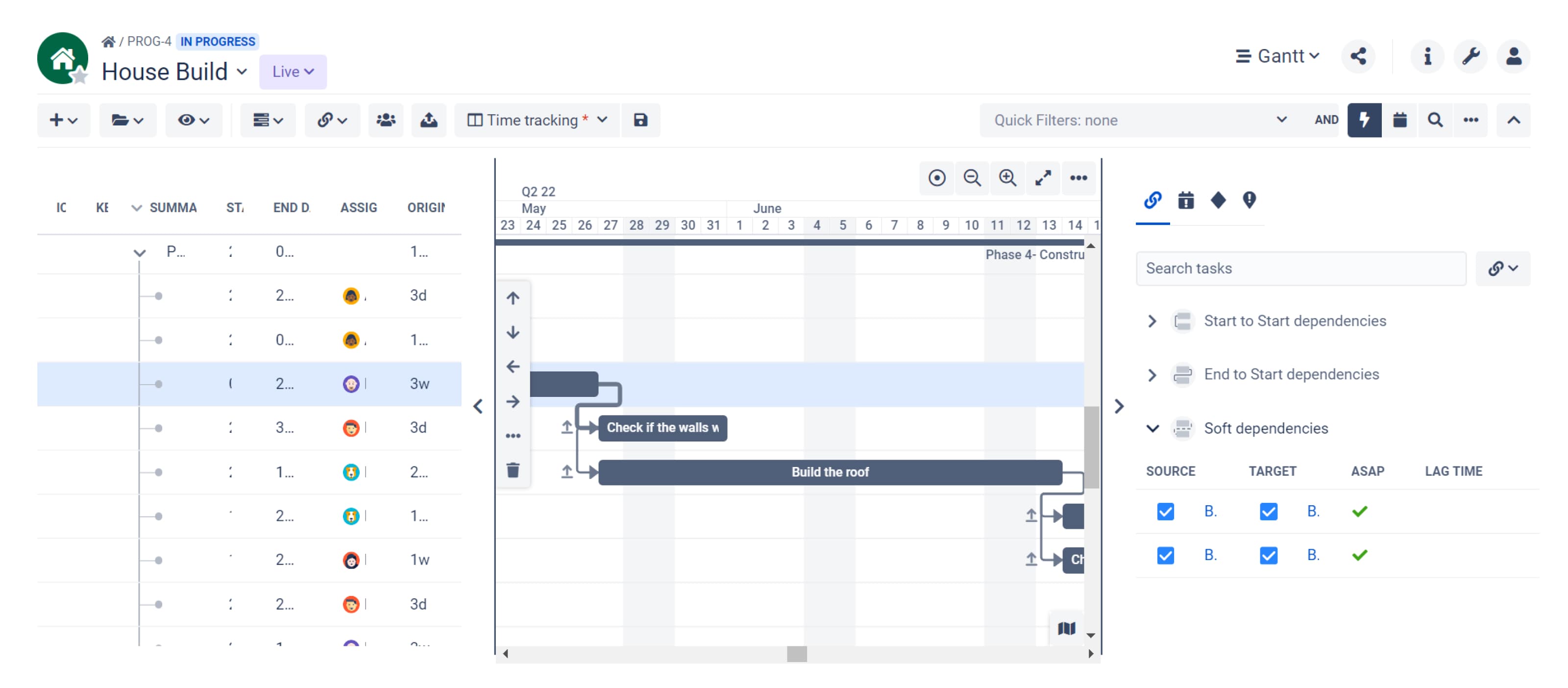 This view comes from the BigGantt app. The Infobar (on the right) will list all the dependencies present in your project which you can filter based on the type, related task, source, or whether it has Lag or ASAP attributes.