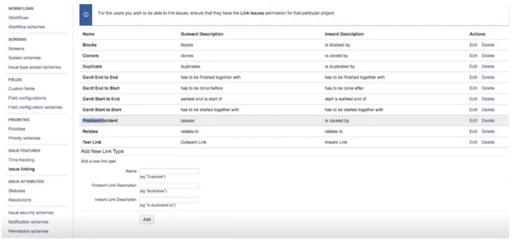 Issue linking