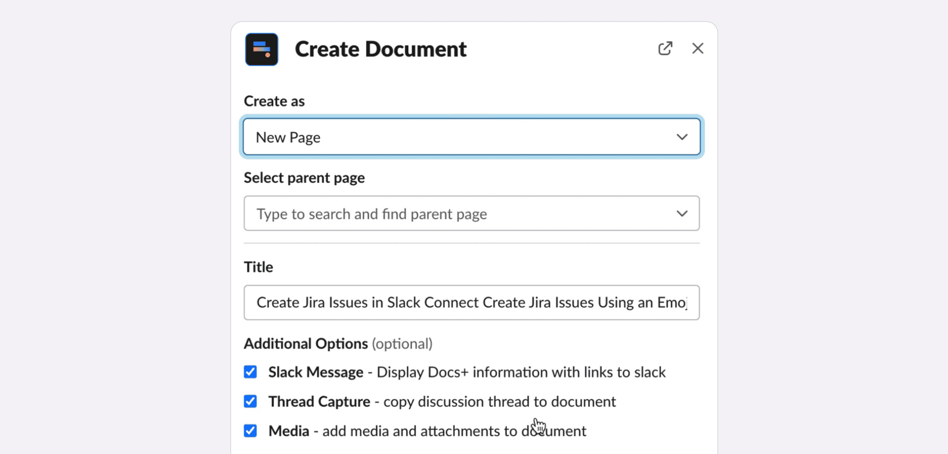 New pages can be made using the Docs+  app, but a new Wiki page can also be created during this process.