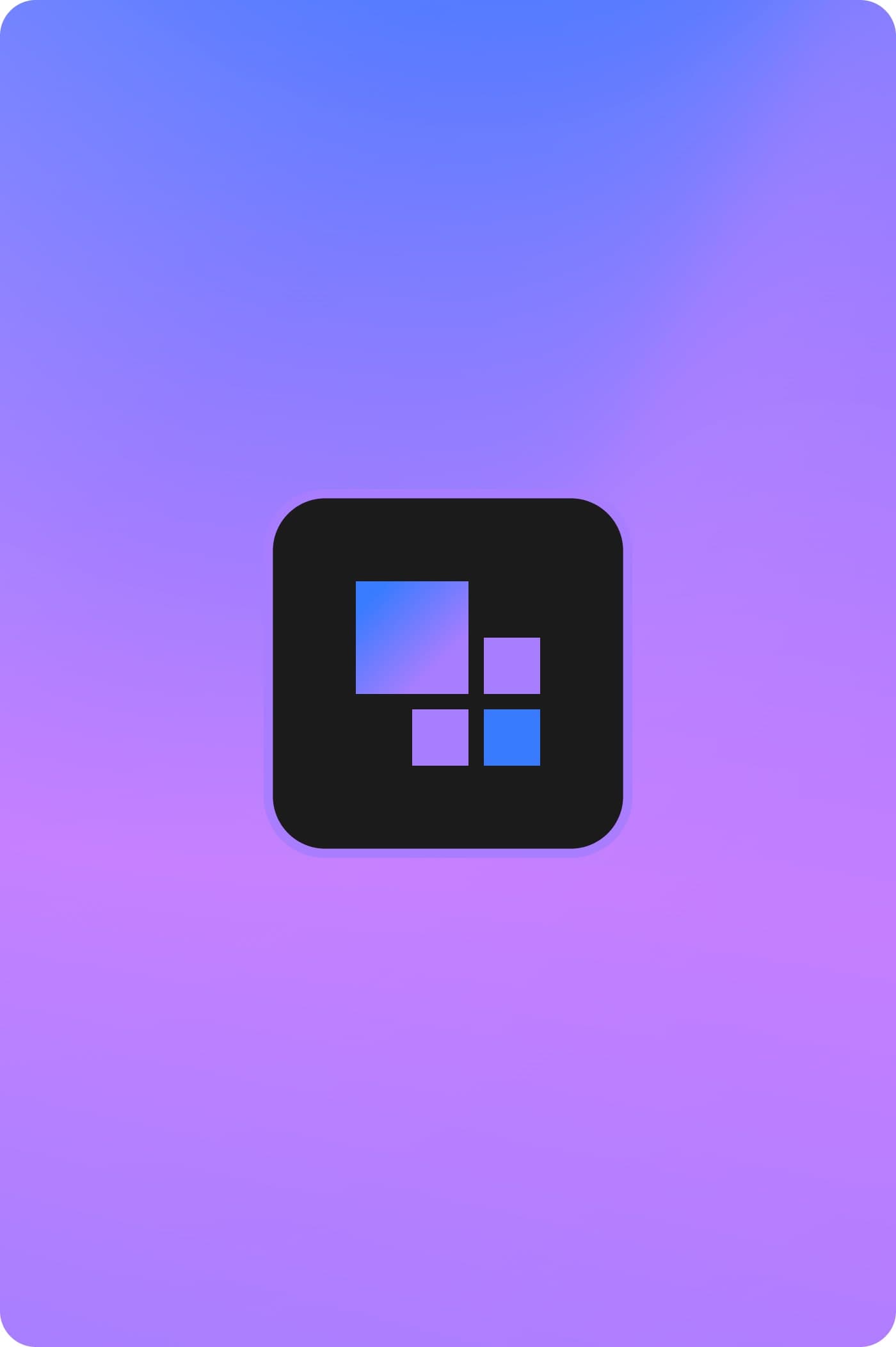 DPG Icon of a grid or tile symbol on a cool gradient background transitioning from purple to blue