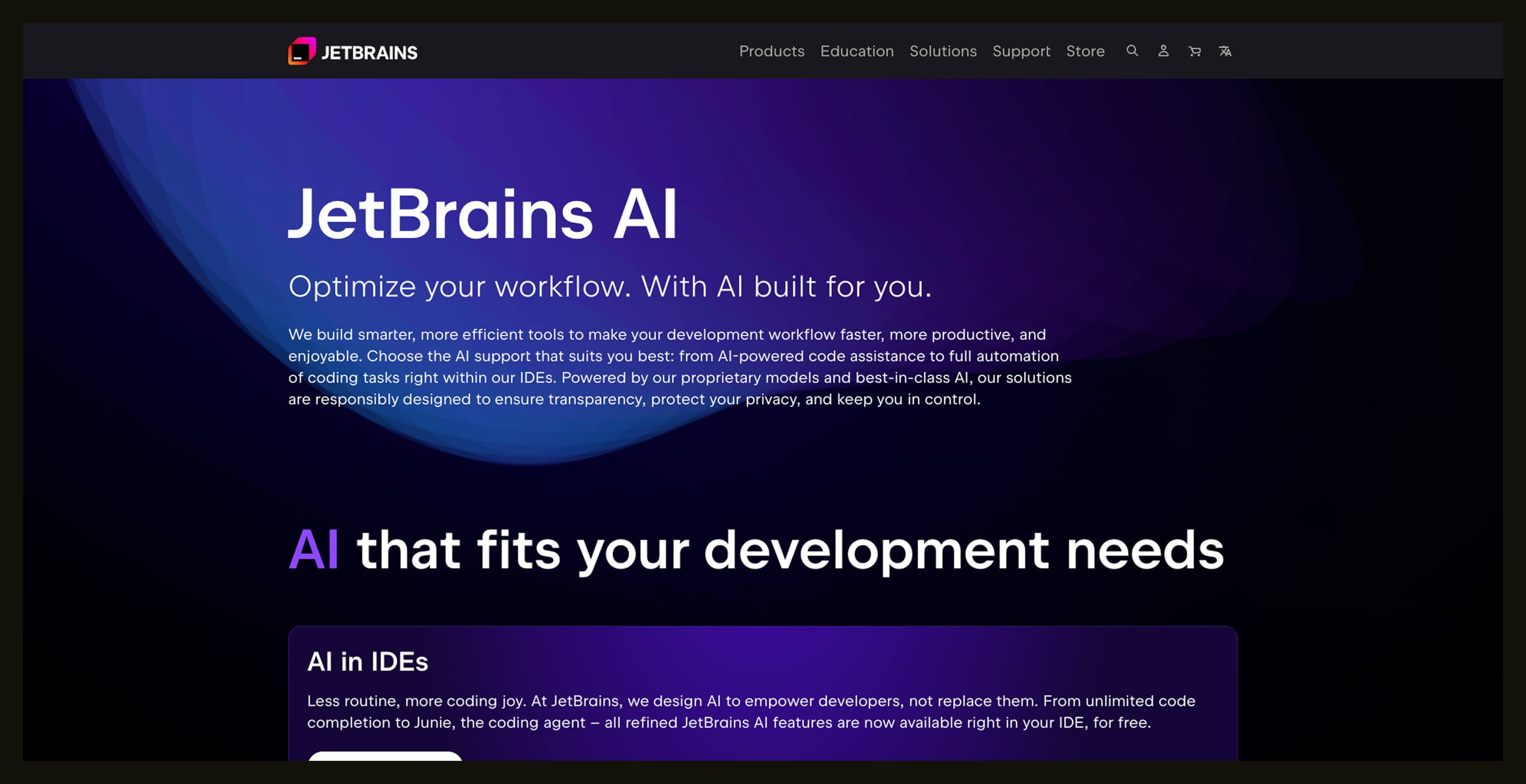 a screen of the JetBrains AI software development tool in action