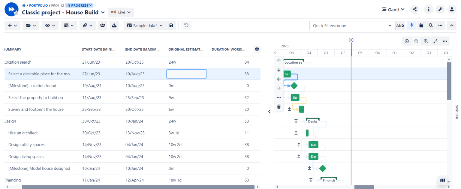 You can add and edit Original Estimate on the fly in the Scope, Gantt, Board, and Resources modules. (screenshot from BigPicture for Jira, Data Center)
