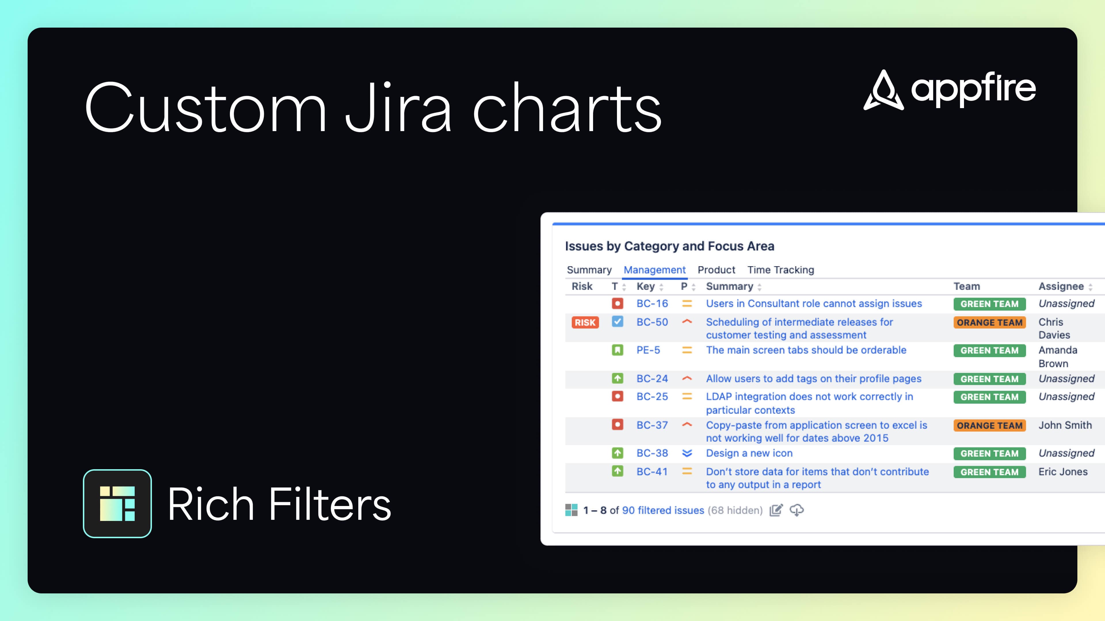Highlight key data with colors and tags to enhance clarity.