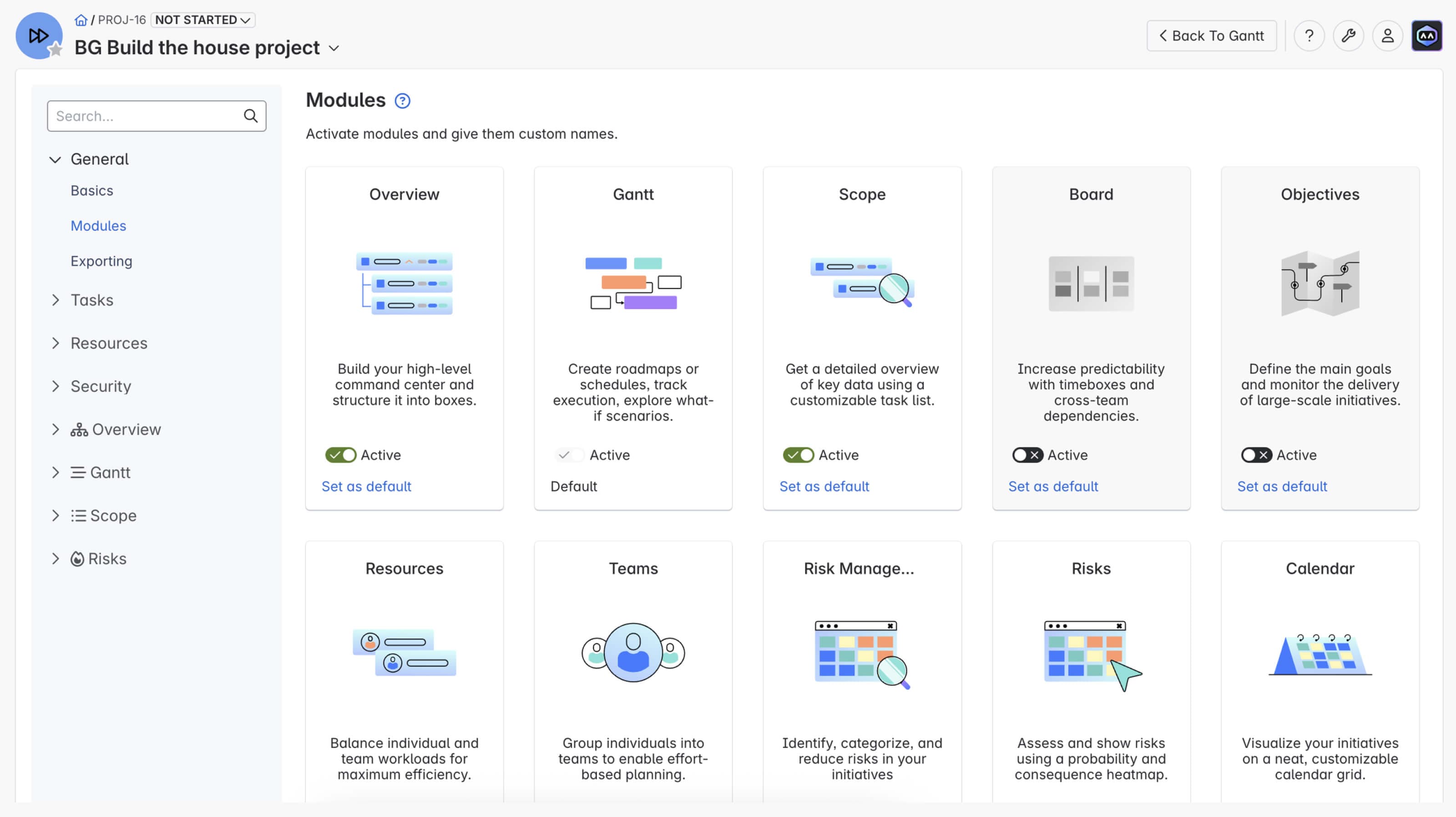 The 10 modules available in BigPicture and BigPicture Enterprise.