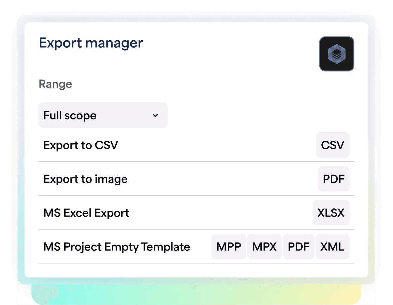 Export manager BigPicture integration