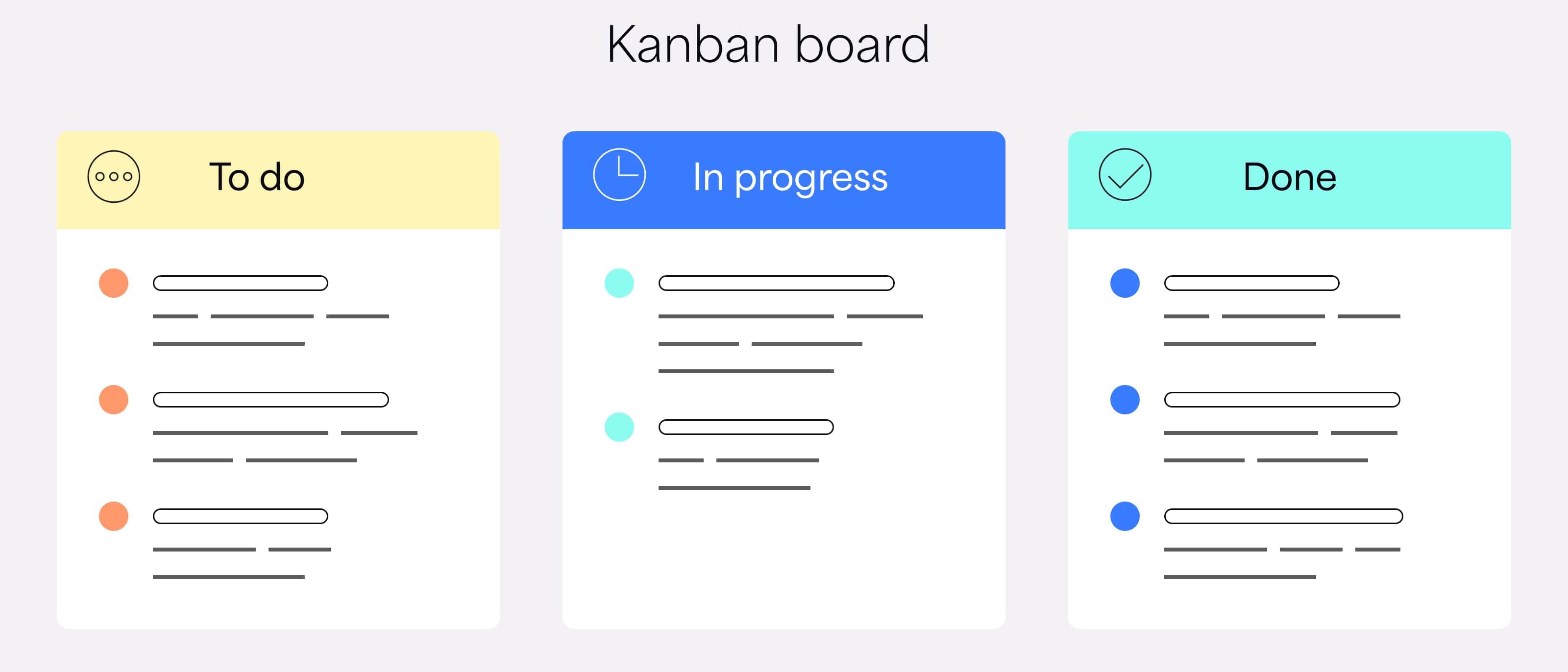 Kanban board displaying work in progress and tasks needed to complete a project, helping Agile, DevOps, and creative teams improve workflows, stay organized, and reduce waste.