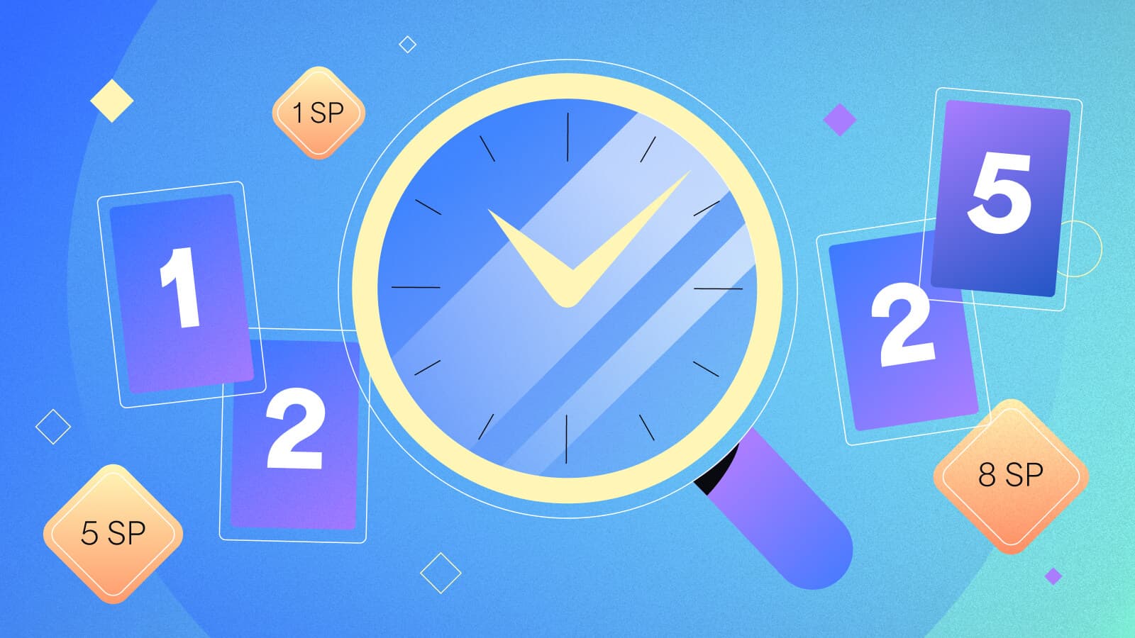 Illustration of a person managing tasks on a kanban board with progress indicators, representing sprint estimation and agile project planning.