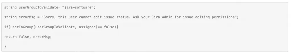 Validating user group of the assignee script