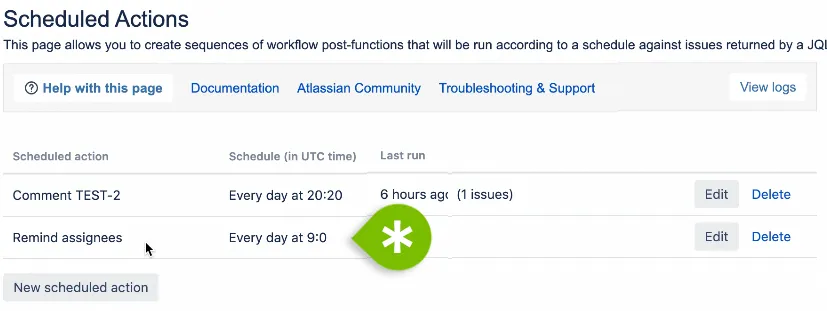 Schedule actions