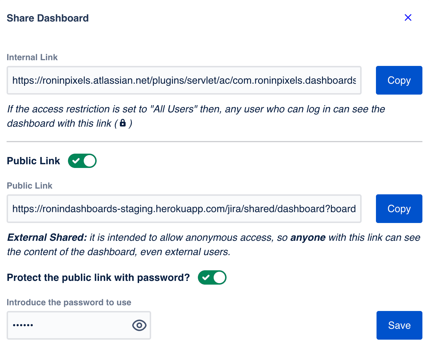 External Share feature