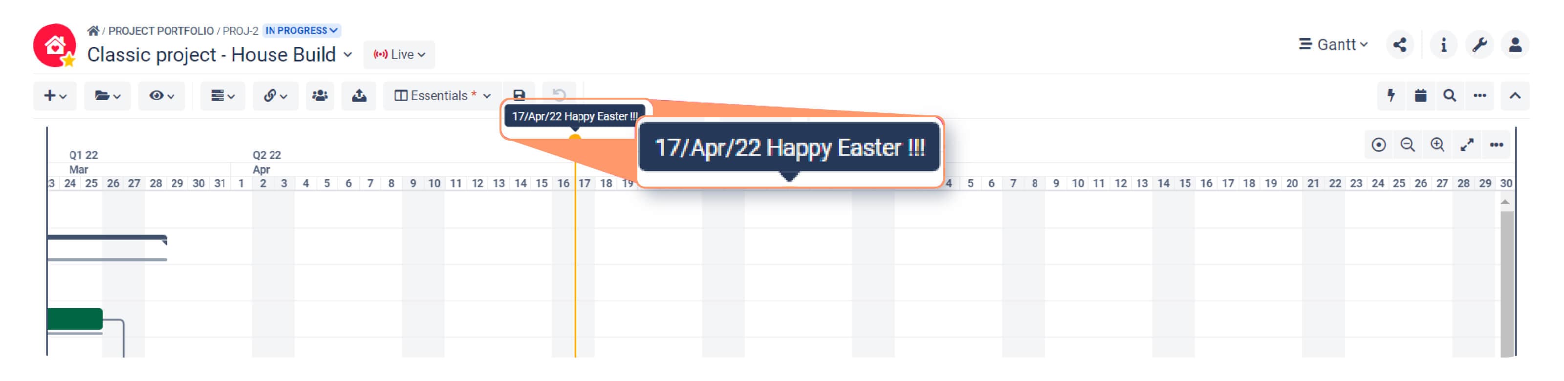 A “Happy Easter” marker reminding about the holidays.

