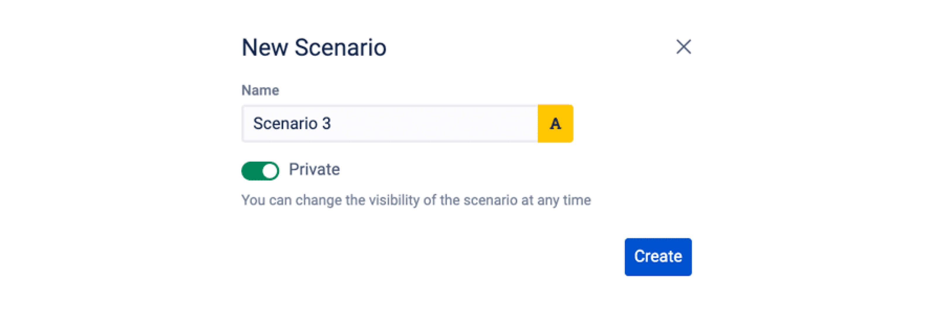 New Scenario modal window.
