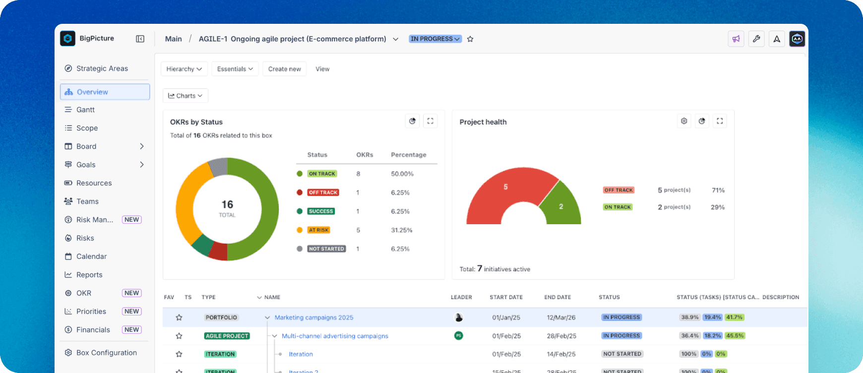 BigPicture Overview Command center
