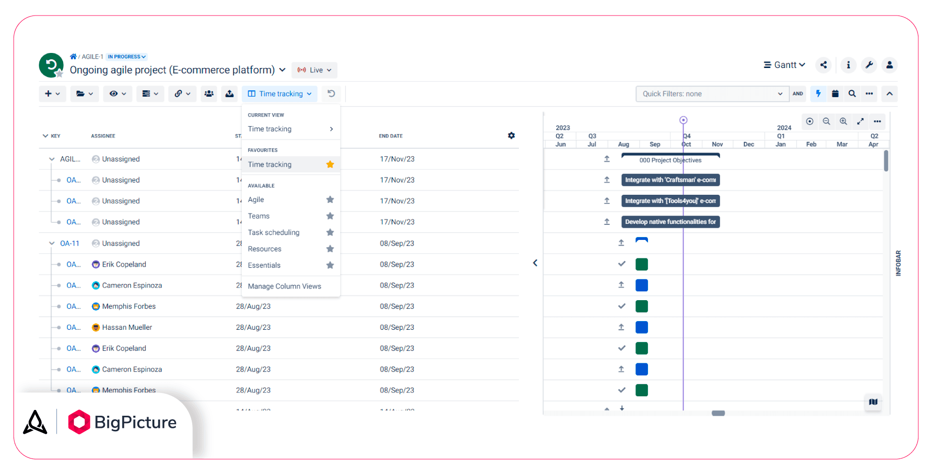 Click on your new column view on the list to switch to it.