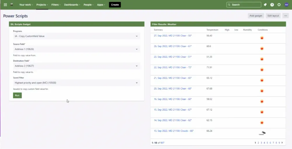 Run scripts on-demand directly from your Jira Dashboard with Power Scripts