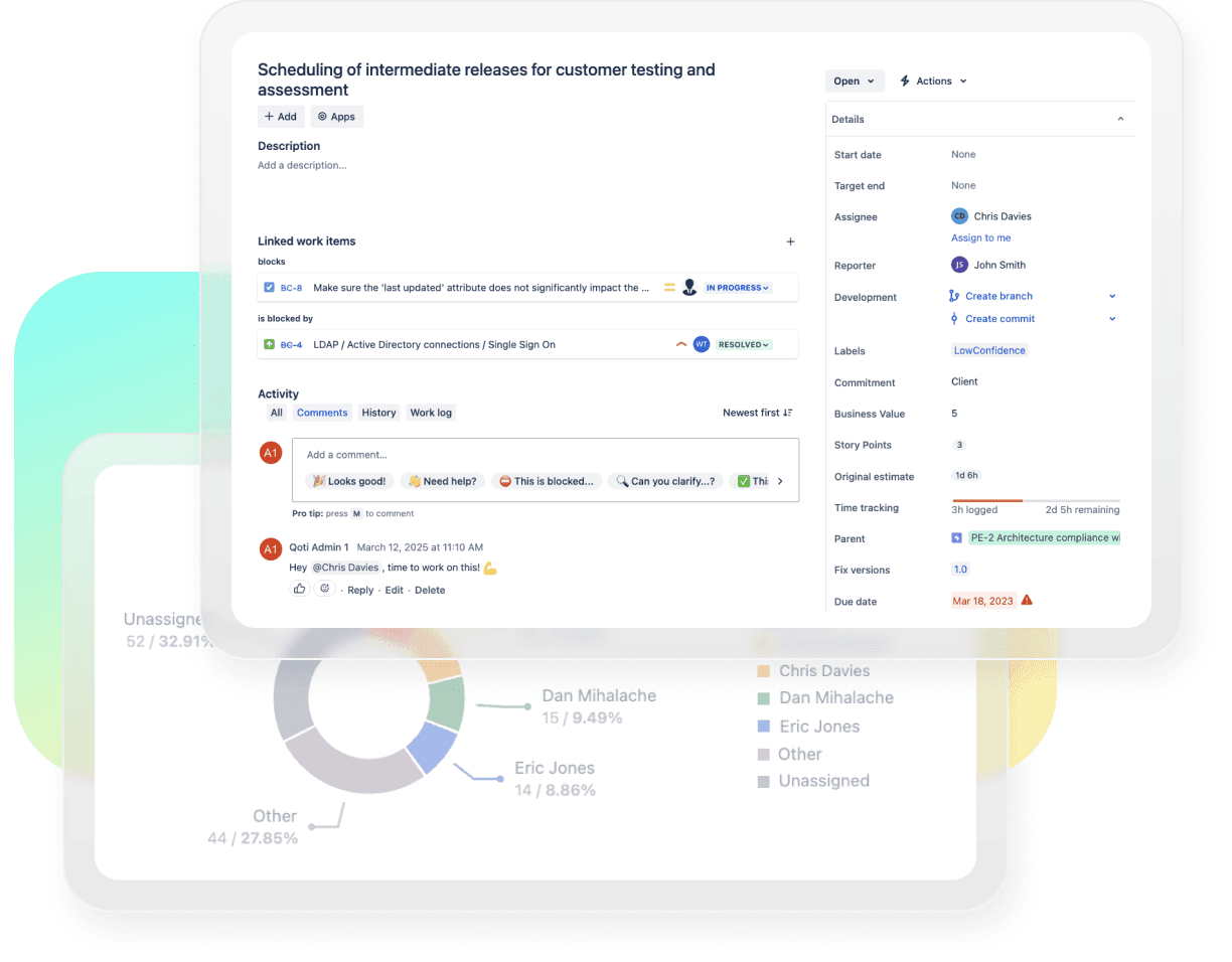Manage issues and explore charts directly from your dashboard