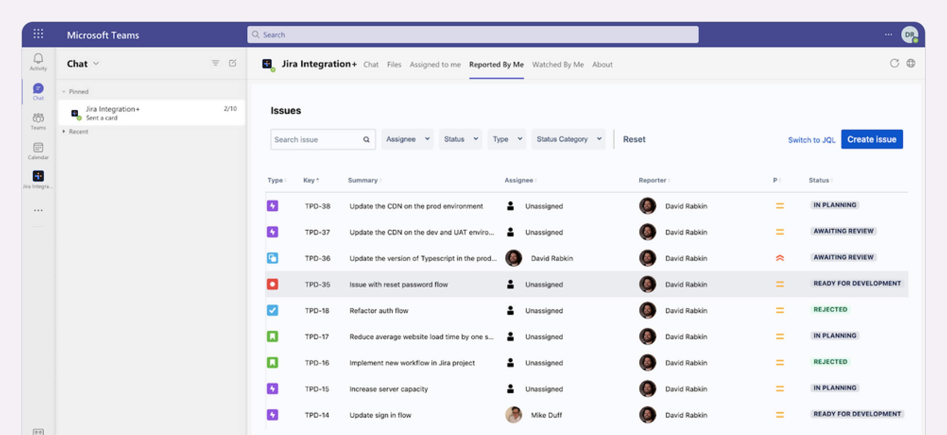 Microsoft Teams interface with 