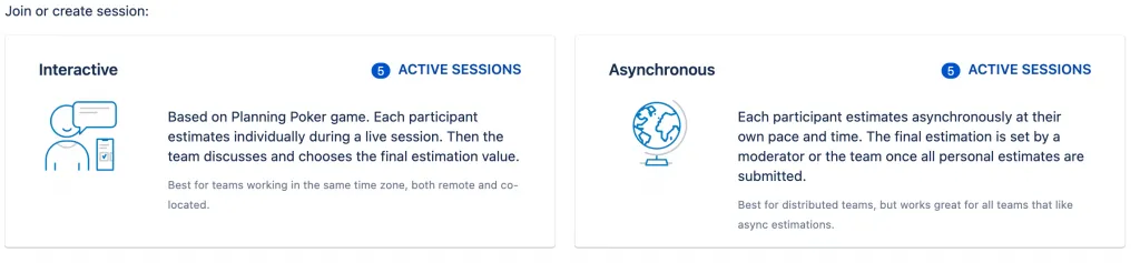Choose between interactive or asynchronous session