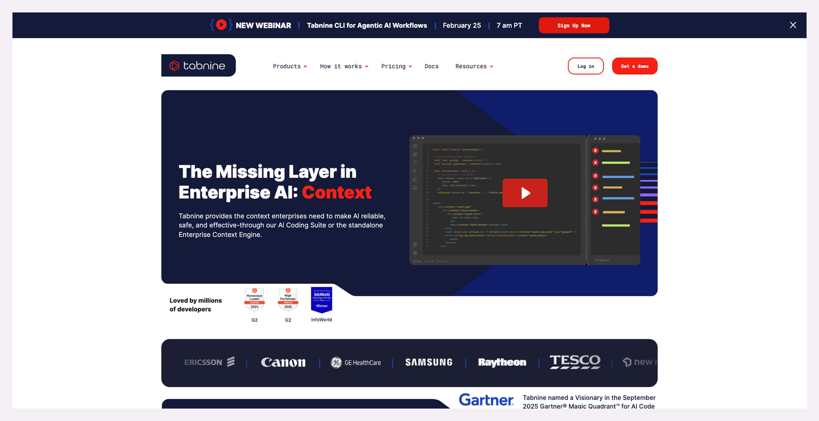 a screen of the Tabnine AI software development tool in action