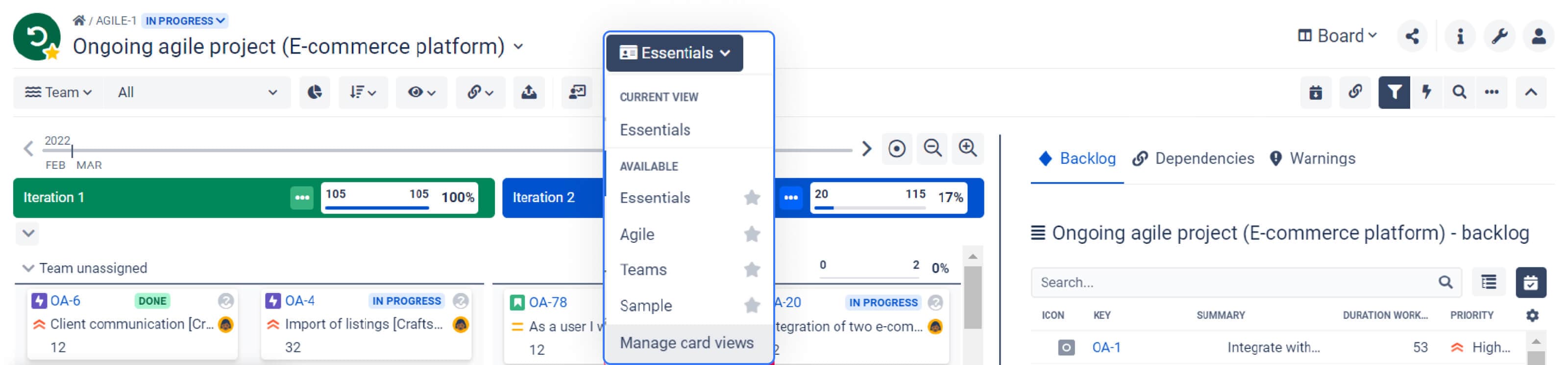 Click on the “Manage card views” to open the card view editor page and create a new view. Every new card view will appear on the list above.