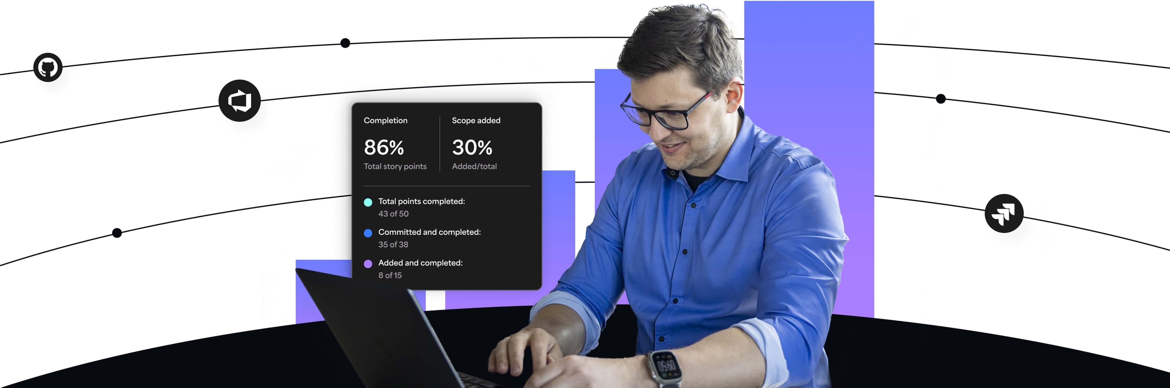 Engineer reviewing project completion metrics with visual progress bars