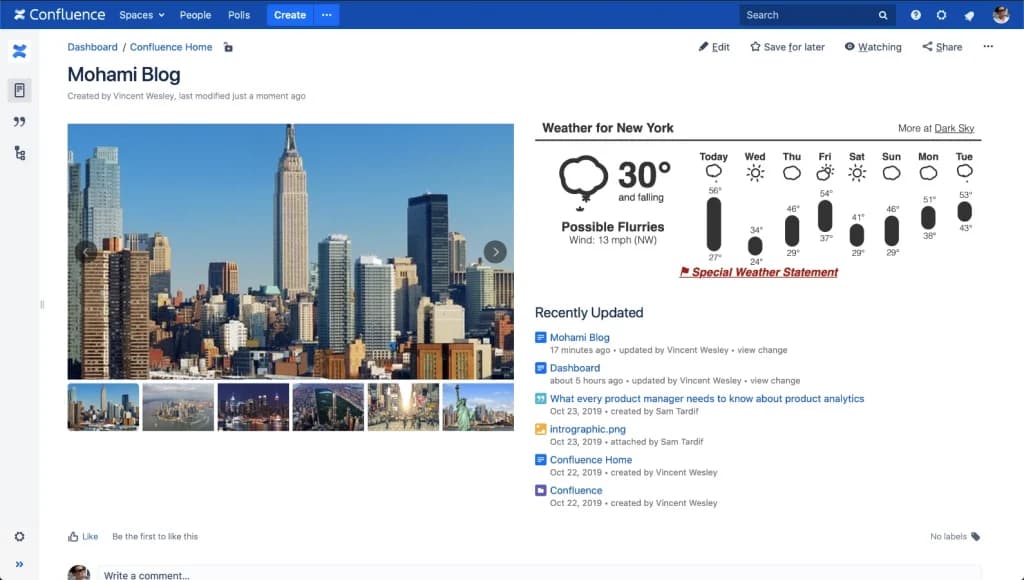 Confluence image slider creation with clickable thumbnails