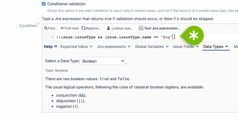 Adding condition to validator