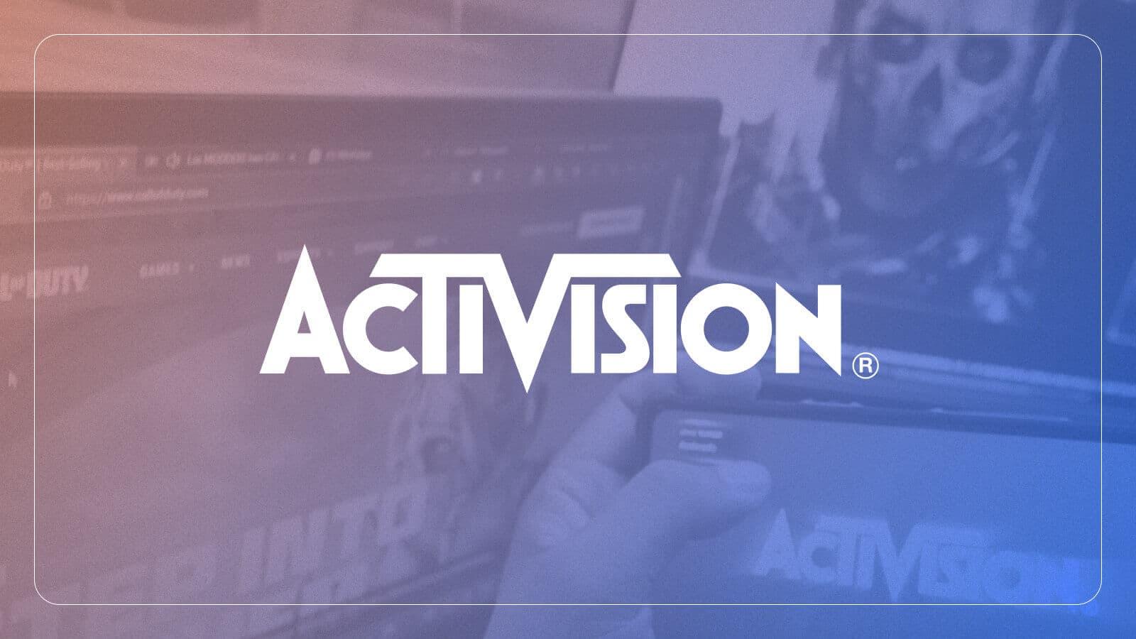 “Activision” logo is atop an image of multiple screens showing various Activision created video games.