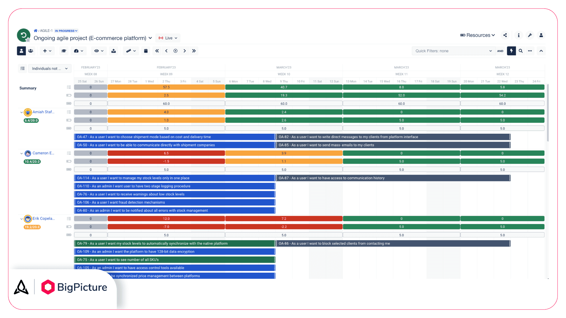 Resources module in BigPicture.