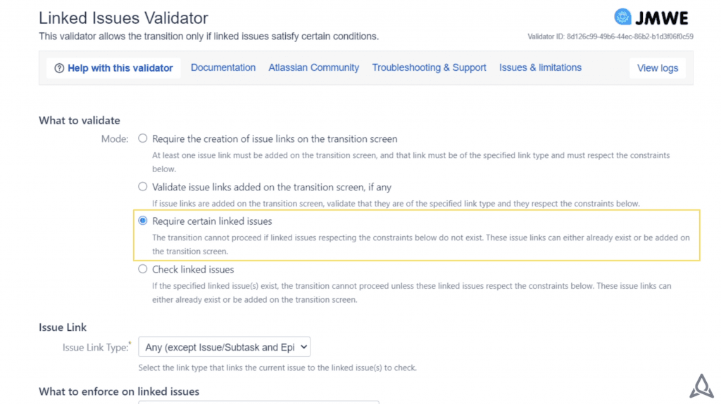 Linked issues validator