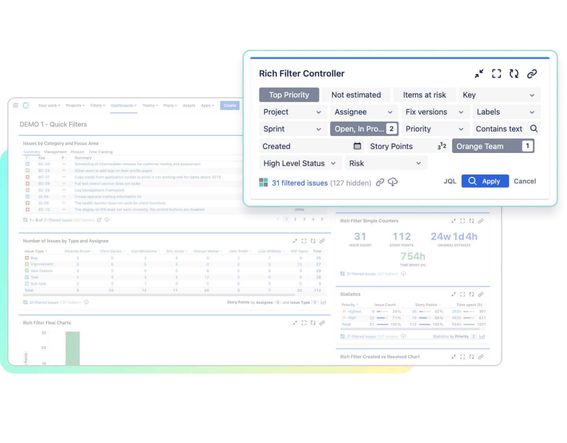 Use smart, dynamic filters to tailor visualizations by context, user, or need—at any granularity level.
