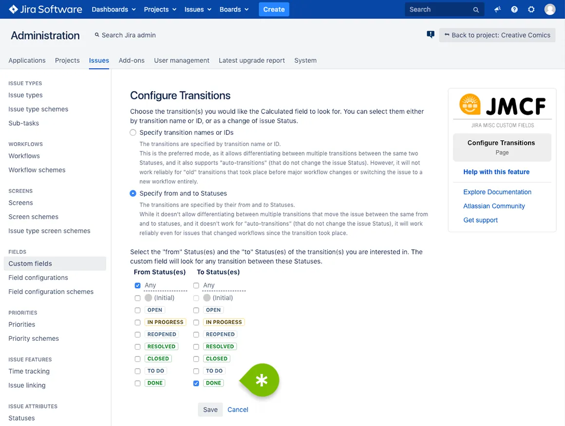 Configure transitions