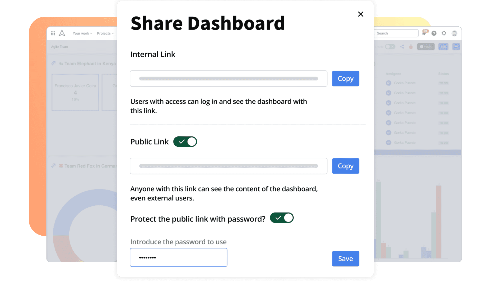 Pre-defined templates and external share