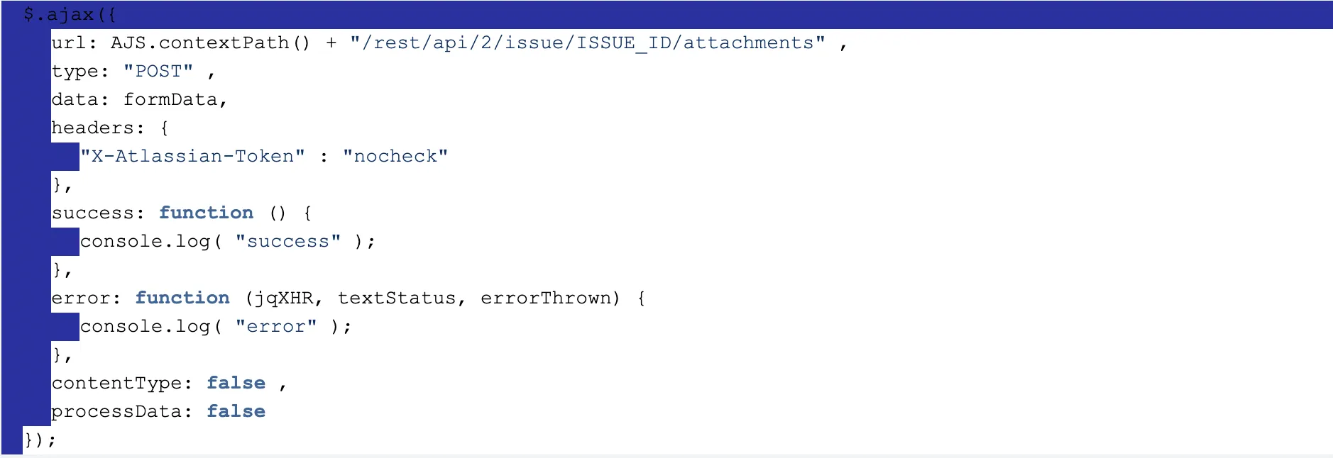 Formdata ajax call