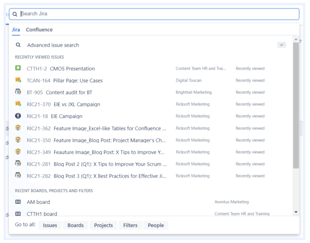 Jira search