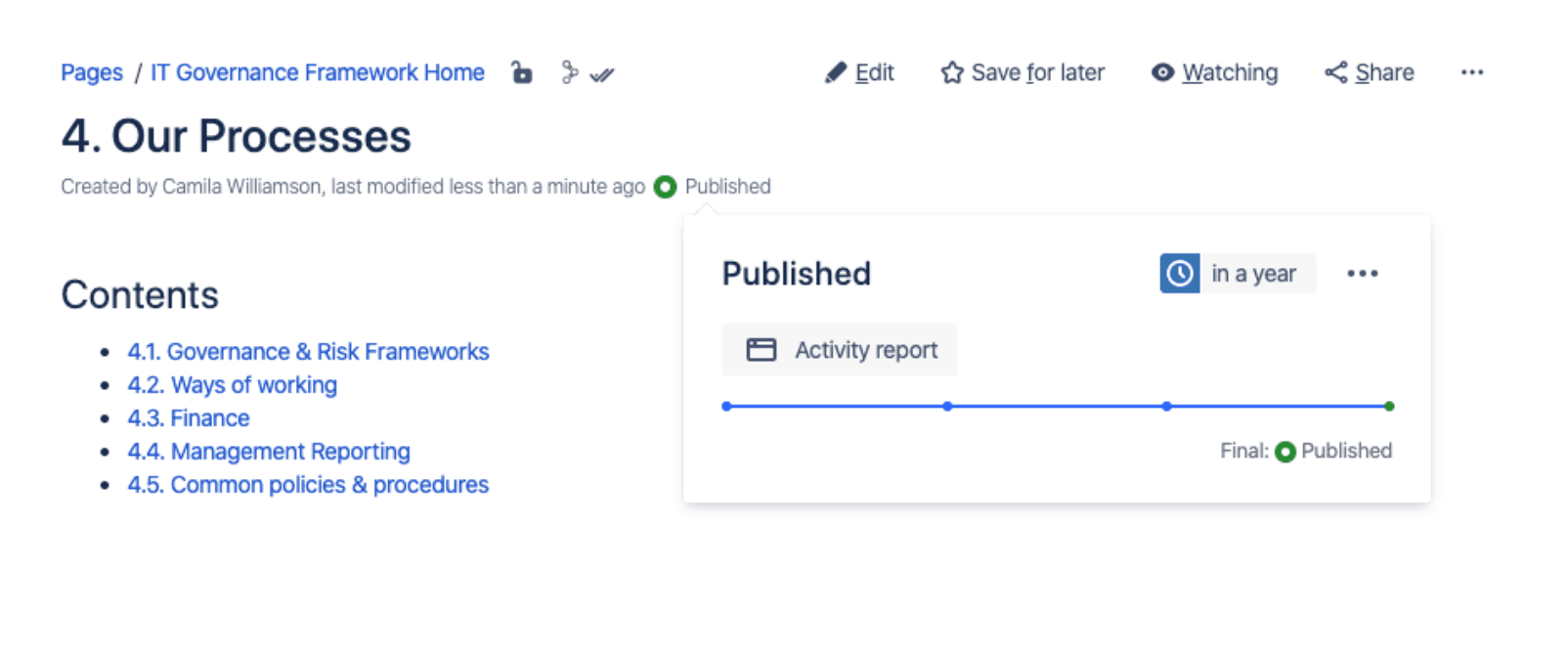 expiry date on a published page