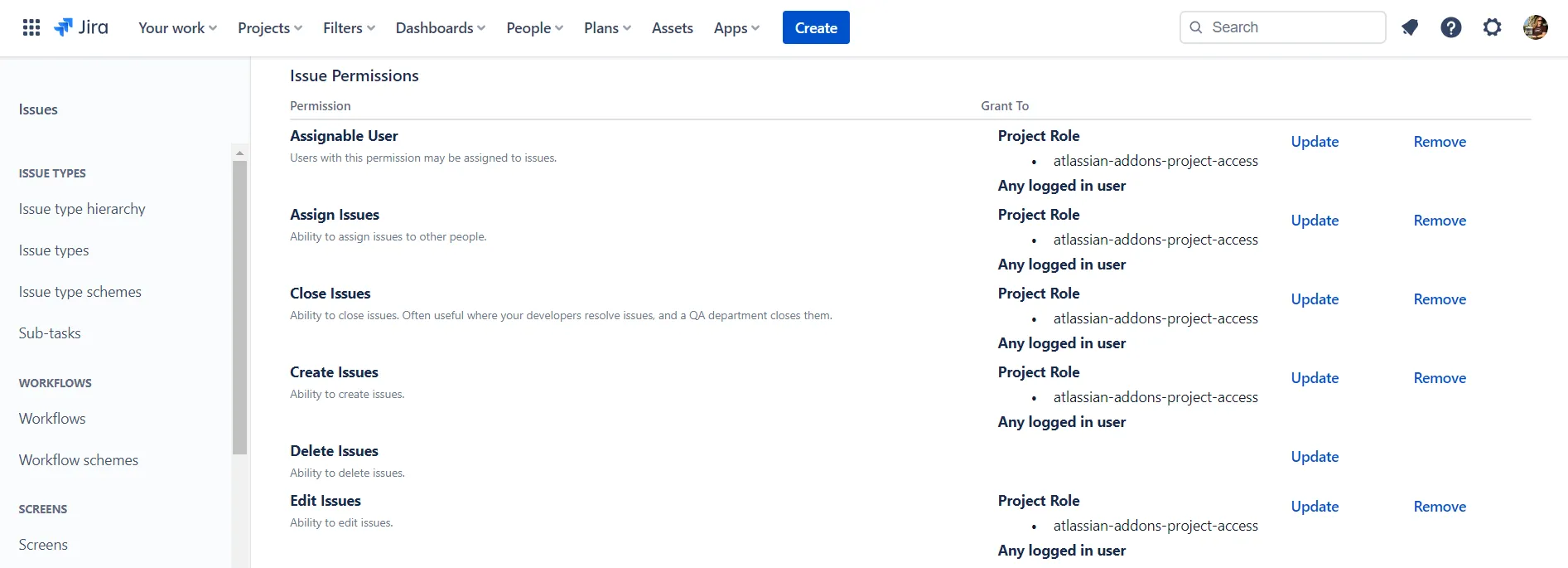 Jira permissions scheme