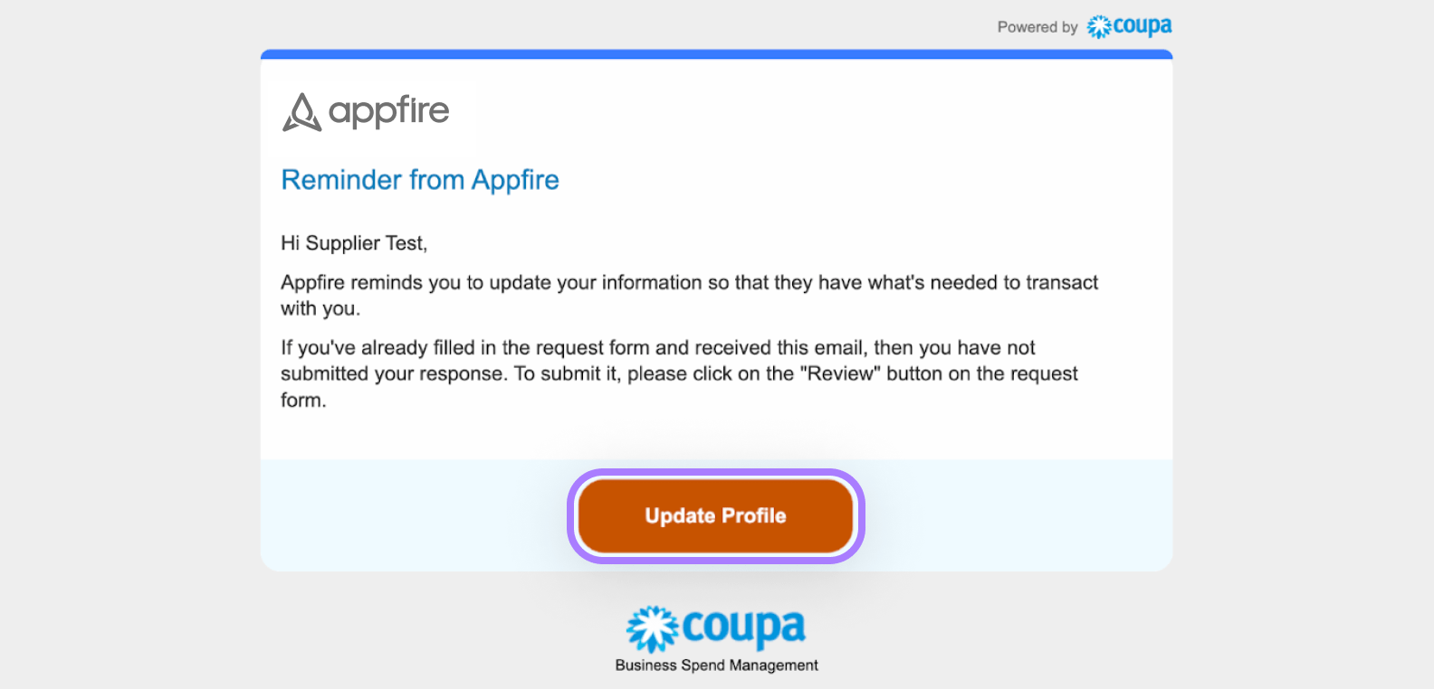 Appfire billing setup confirmation page with a reminder notification