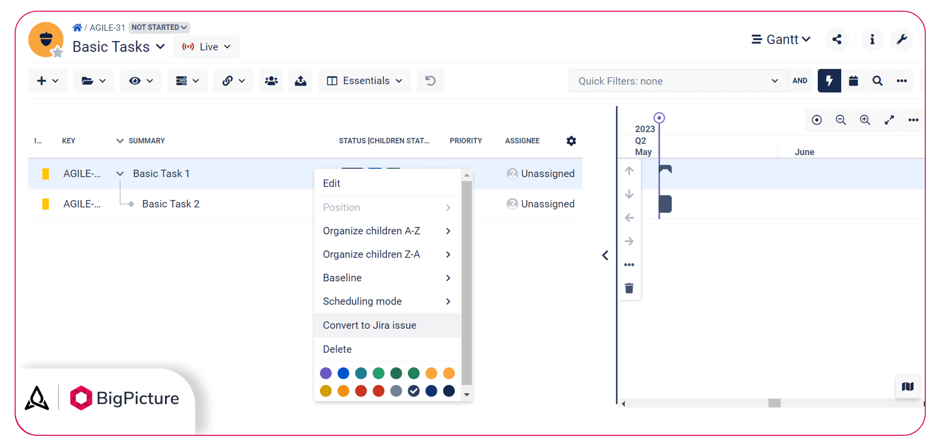 Converting basic tasks to jira issues
