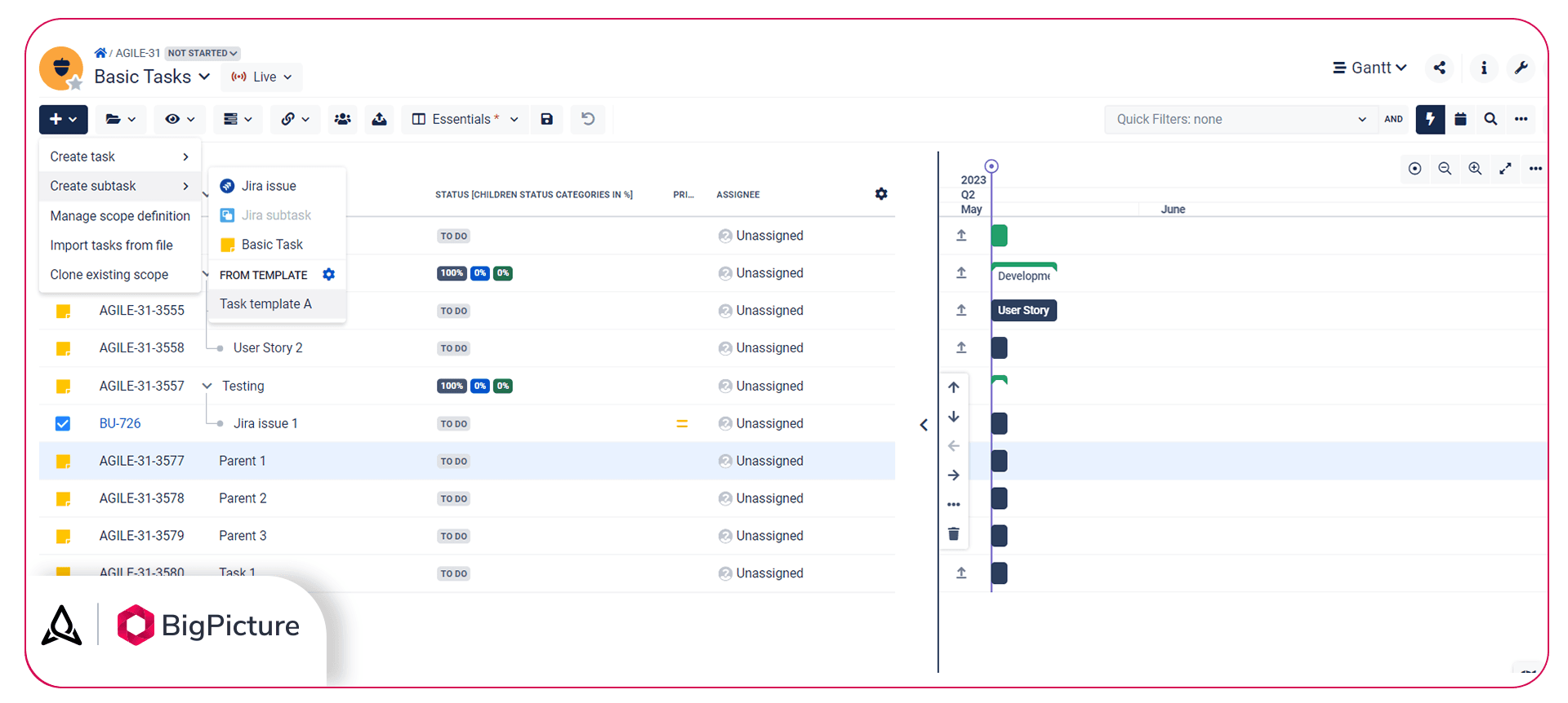 Adding task template